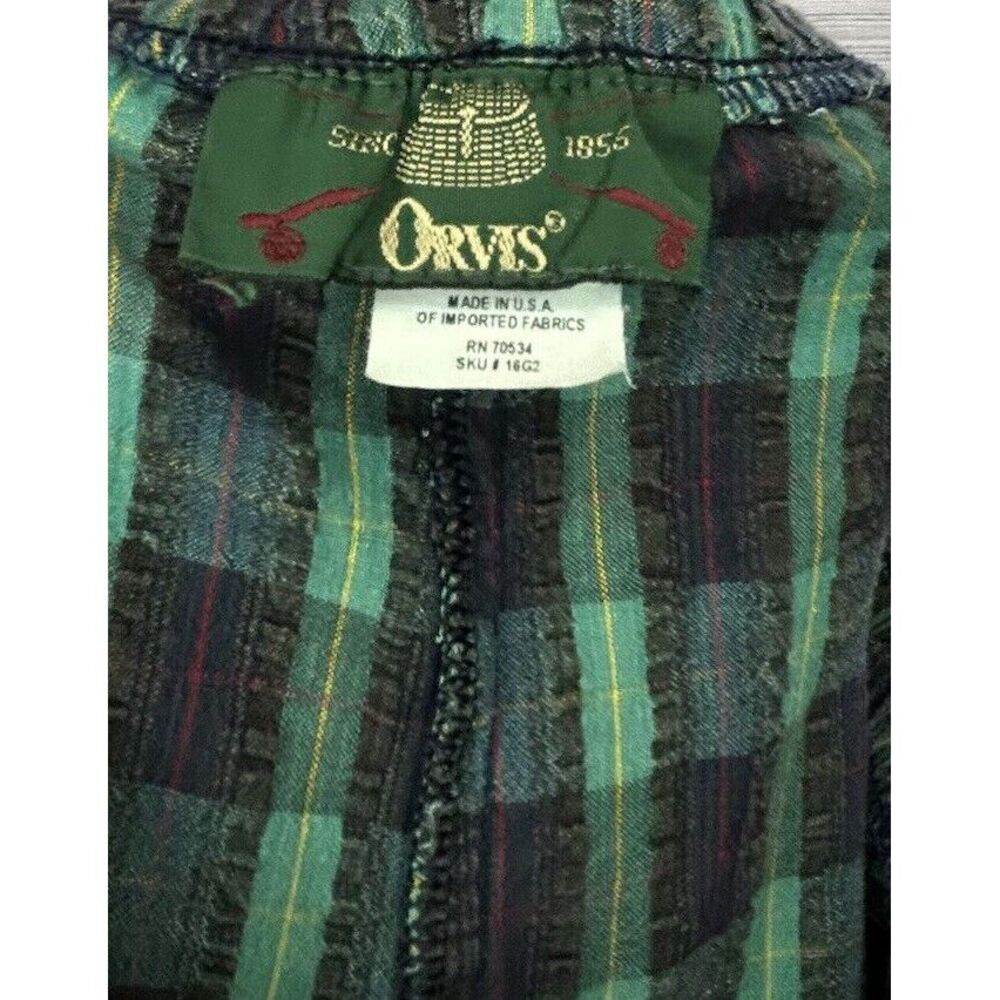 VTG Orvis Women's Seersucker Green Navy Plaid Pant & Full Zip Lightweight Sz‎ PM - Picture 12 of 16